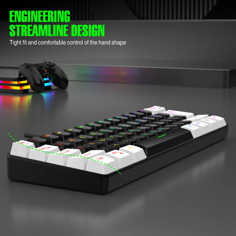 Teclado para jogos com fio 60%, mini teclado ultracompacto com retroiluminação RGB